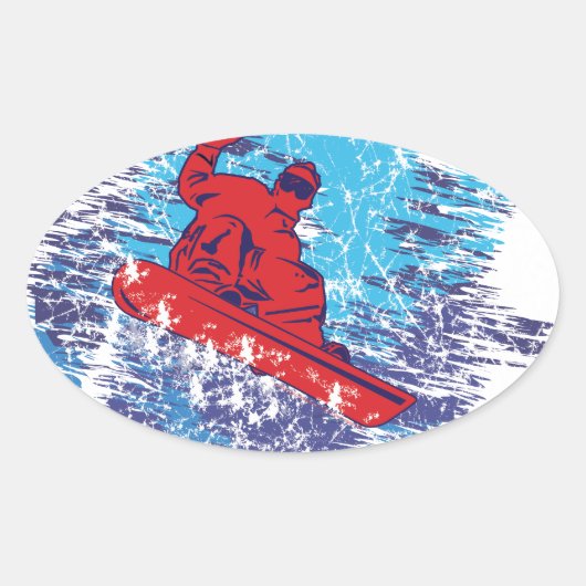 Cool Snowboarder Ovale Sticker (Voorkant)
