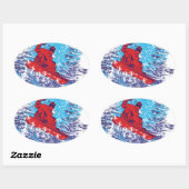 Cool Snowboarder Ovale Sticker (Vel)