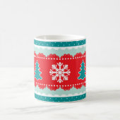 Cool Snowflakes kerstbomen Red Blauwgroen Pattern Koffiemok (Center)