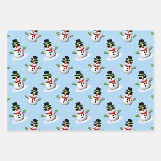 Cool Snowman Christmas Winter Feestdagen patroon Inpakpapier Vel (Voorkant)