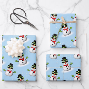 Cool Snowman Christmas Winter Feestdagen patroon Inpakpapier Vel