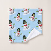 Cool Snowman Kerst Winter blauw patroon Bad Handdoek (Wasdoekje)