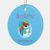 Cool Snowman KerstSurfer Keramisch Ornament (Links)