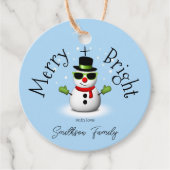 Cool Snowman Merry Bright Christmas Custom Family Bedankjes Labels (Voorkant)