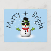 Cool Snowman Merry Bright Christmas Custom Family Briefkaart (Voorkant)