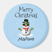 Cool Snowman Merry Christmas Winter Aangepaste naa Magneet (Voorkant)
