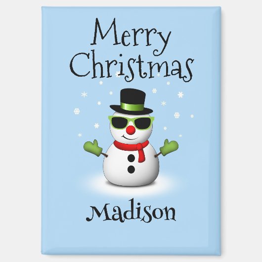 Cool Snowman Merry Christmas Winter Aangepaste naa Magneet (Voorkant)