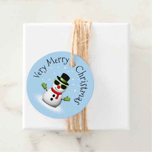 Cool Snowman Merry Christmas Winter Custom Bedankjes Labels (In situ)