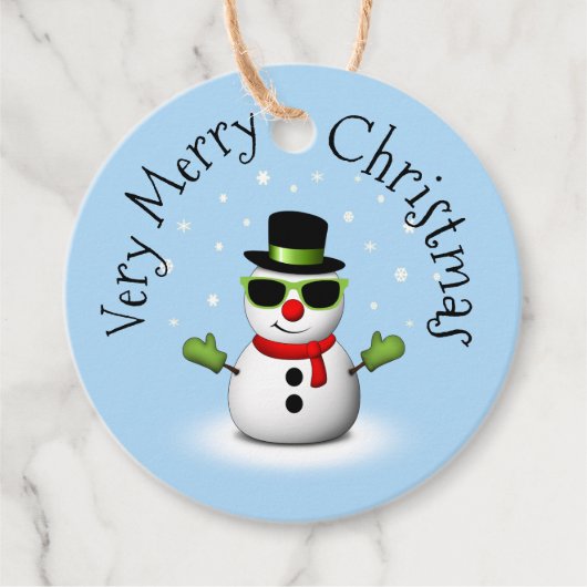 Cool Snowman Merry Christmas Winter Custom Bedankjes Labels (Voorkant)