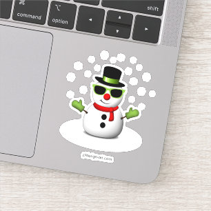 Cool Snowman met Shades en Schattige Smirk Sticker