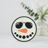 Cool Snowman Round Kerstmis Kaart (Staand voorkant)