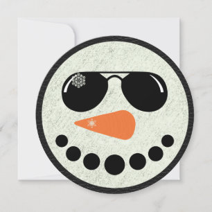Cool Snowman Round Kerstmis Kaart
