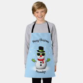 Cool Snowman Schattige Smirk Kerstmis personaliser Schort (Gedragen)