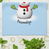 Cool Snowman Schattige Smirk Kerstmis personaliser Theedoek (Gevouwen)