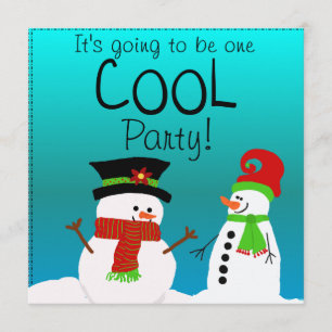 Cool Snowmen Birthday Party Invitation Kaart
