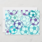 COOL SOCCER Aqua Paarse Bat Mitswa Uitnodiging (Achterkant)