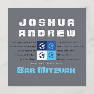 COOL SOCCER Bar Bat Mitzvah Uitnodiging