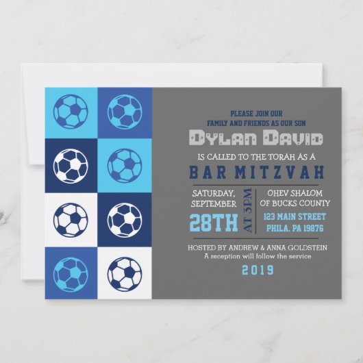 COOL SOCCER Bar Mitzvah Uitnodiging (Voorkant)