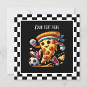 Cool Soccer Pizza Party Kaart (Voorkant)