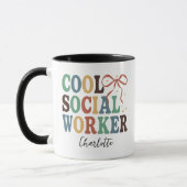 Cool Social Worker Retro Coquette Mug personnalisé (Gauche)