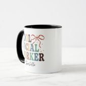 Cool Social Worker Retro Coquette Mug personnalisé (Devant gauche)