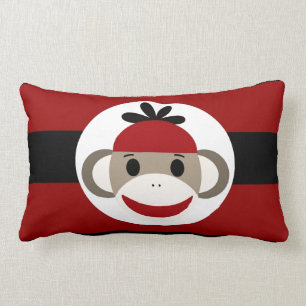 Cool Sock Monkey Beanie Pet Red Black Stripes Kussen