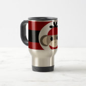 Cool Sock Monkey Beanie Pet Red Black Stripes Reisbeker (Voorkant links)