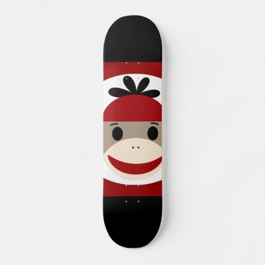 Cool Sock Monkey Beanie Pet Red Black Stripes Skateboard (Voorkant)