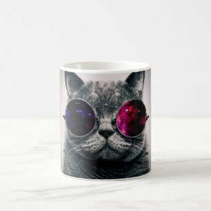 Cool Space Cat met Telescope Glasses Milky Way Koffiemok