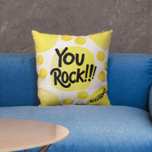 Cool Speelse You Rock Yellow Polka Dots Waterverf Kussen