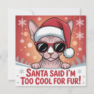 Cool Sphynx Kat Kerstman Ontwerp Feestdagenkaart