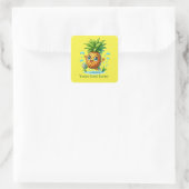 Cool splashing ananas voeg tekst toe Zomer Vierkante Sticker (Tas)