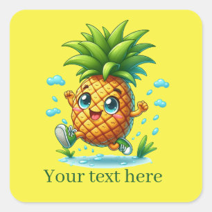 Cool splashing ananas voeg tekst toe Zomer Vierkante Sticker