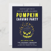 Cool Spooky Halloween Nacht Pompoen Carving Party Kaart (Voorkant)