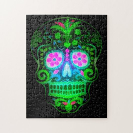 Cool Spooky Sugar Skull Retro Art Legpuzzel (Verticaal)