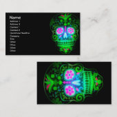 Cool Spooky Sugar Skull  Retro Art Visitekaartje (Voorkant / Achterkant)