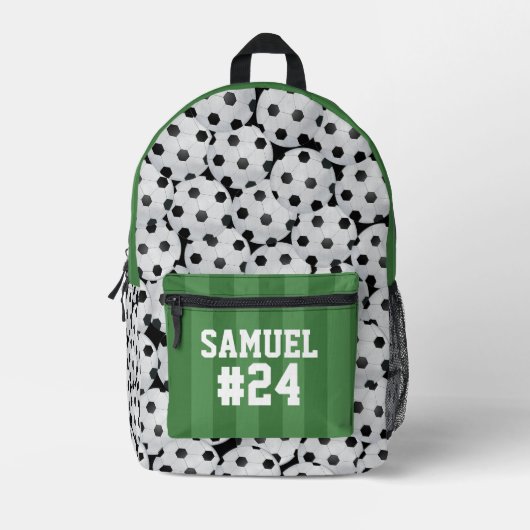 Cool Sports Soccer Field Personalized Number Bedrukte Rugzak (Voorkant)