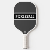 Cool Sporty Grey Black PICKLEBALL Text Stripes Pickleball Paddle (Voorkant)