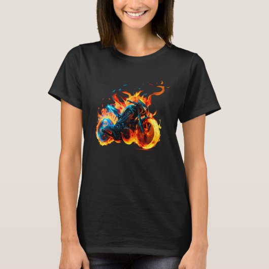 Cool sporty Motorcycle on Fire T-shirt (Voorkant)