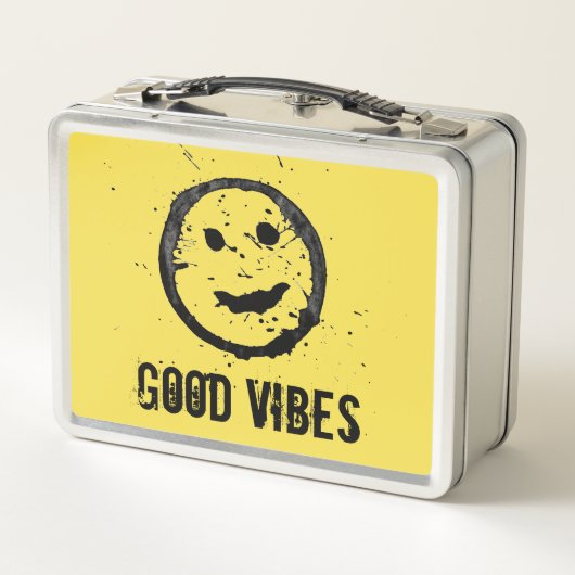 Cool Stained Happy Smiling face Custom text yellow (Achterkant)