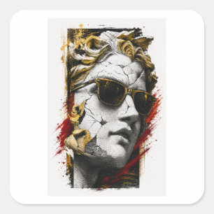 Cool standbeeld met zonnebril – Oude wijsheid mode Vierkante Sticker