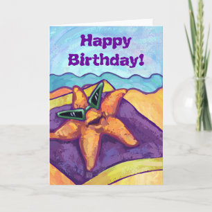 Cool Starfish Happy Birthday Card Kaart