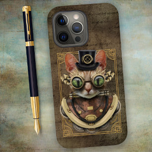 Cool Steampunk Oranje Tabby Cat Case-Mate iPhone 14 Pro Max Hoesje