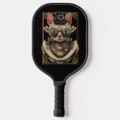 Cool Steampunk Oranje Tabby Cat met naam Pickleball Paddle (Achterkant)