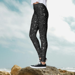 Cool Stijlvolle Zwarte Nacht Glitterende Feest Leggings