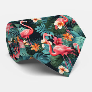 Cool strand roze flamingo betegeld stropdas