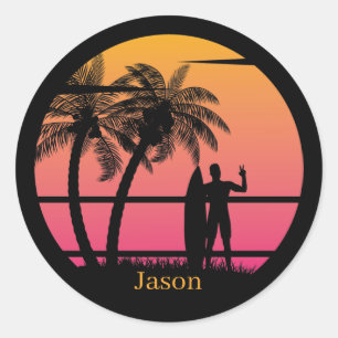 Cool strand surfen liefhebbers ronde sticker