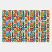 Cool strand tiki hoofd betegeld patroon inpakpapier vel (Voorkant)