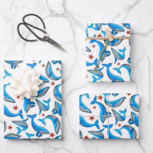 Cool strand walvis tegel patroon feest inpakpapier vel
