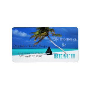 Cool Strand,Zand,Palm Trouwetiket Etiket